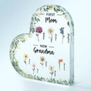 First Mom Now Grandma - Personalized Heart Shaped Acrylic Plaque