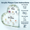 First Mom Now Grandma - Personalized Heart Shaped Acrylic Plaque