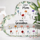 First Mom Now Grandma - Personalized Heart Shaped Acrylic Plaque