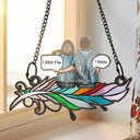 Always In My Heart Aged Couple Stain Glass Feather - Personalized Window Hanging Suncatcher Ornament