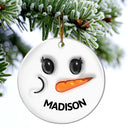 Cute Snowman Smile Name - 3D Inflated Effect Printed Personalized Combo Circle Ceramic Ornament Set