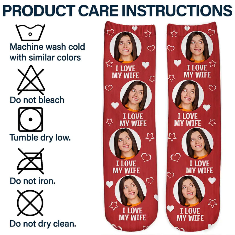 Custom Photo Funny I Love My Lover Couple - Personalized Socks