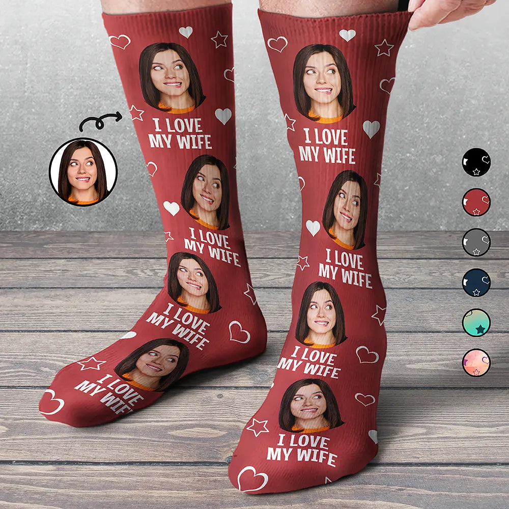 Custom Photo Funny I Love My Lover Couple - Personalized Socks