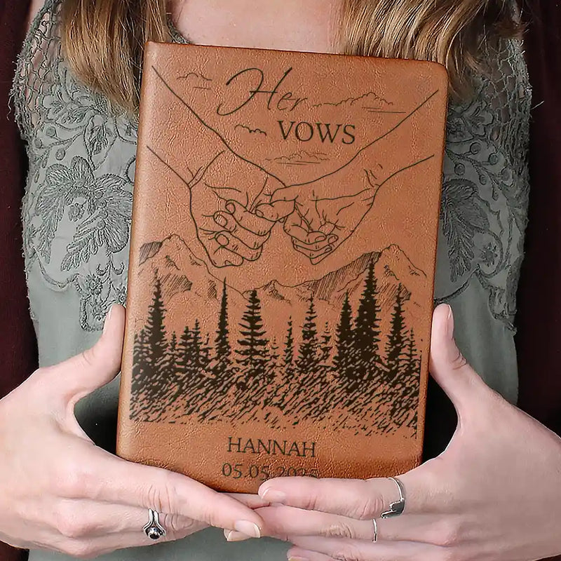 Wedding Couple Bride & Groom Vows - Personalized Leather Journal