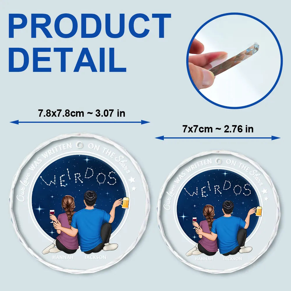 Our Love Was Written On The Stars - Personalized Circle Glass Ornament