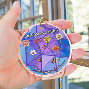 Grandma's Garden Birth Month Flowers - Personalized Circle Glass Ornament