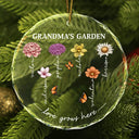 Grandma's Garden Birth Month Flowers - Personalized Circle Glass Ornament