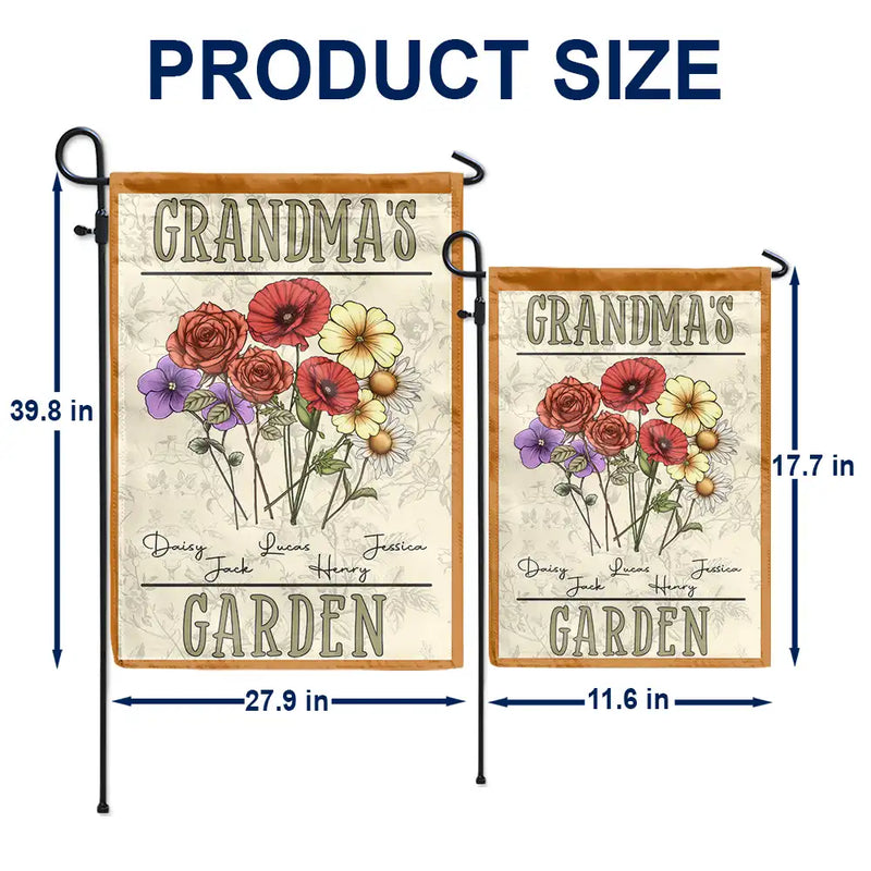 Bouquet de fleurs de naissance Jardin de grand-mère - Drapeau personnalisé 