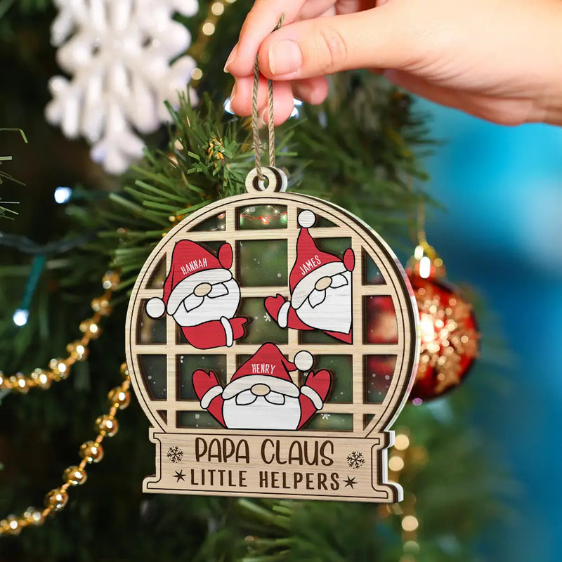 Christmas Gnome Nana Claus Little Helpers - Personalized 2-Layered Mix Ornament