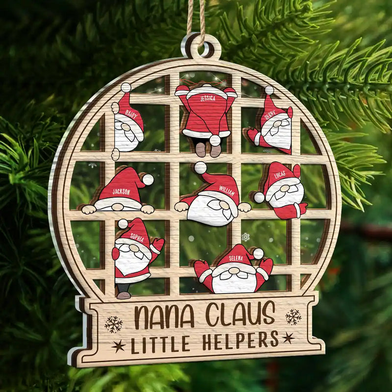 Christmas Gnome Nana Claus Little Helpers - Personalized 2-Layered Mix Ornament