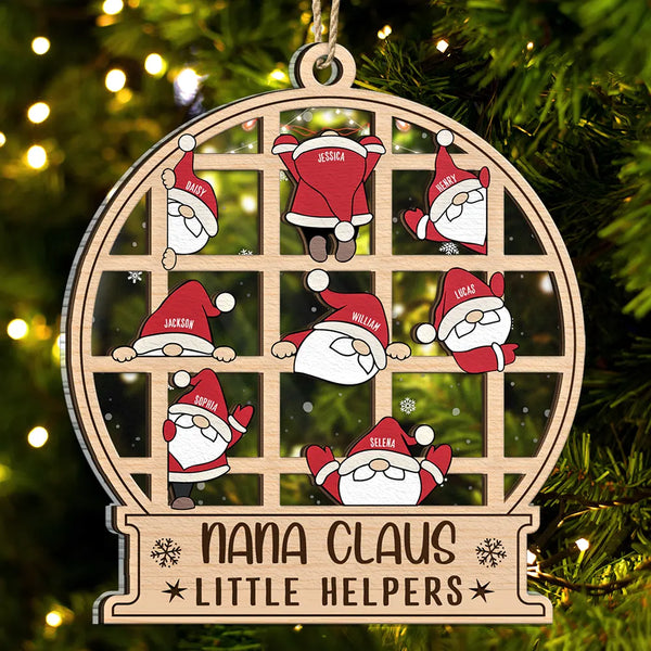Nain de Noël Nana Claus Little Helpers - Décoration personnalisée à 2 couches 