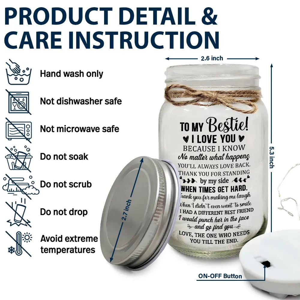 To My Bestie I Love You Because I Know - Personalized Mason Jar Light