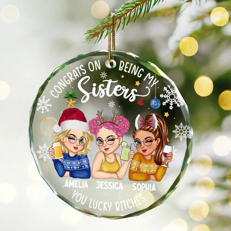 Congrats On Being My Bestie Christmas - Personalized Circle Glass Ornament