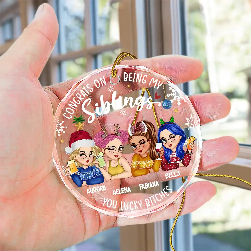 Congrats On Being My Bestie Christmas - Personalized Circle Glass Ornament