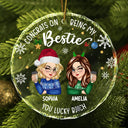 Congrats On Being My Bestie Christmas - Personalized Circle Glass Ornament