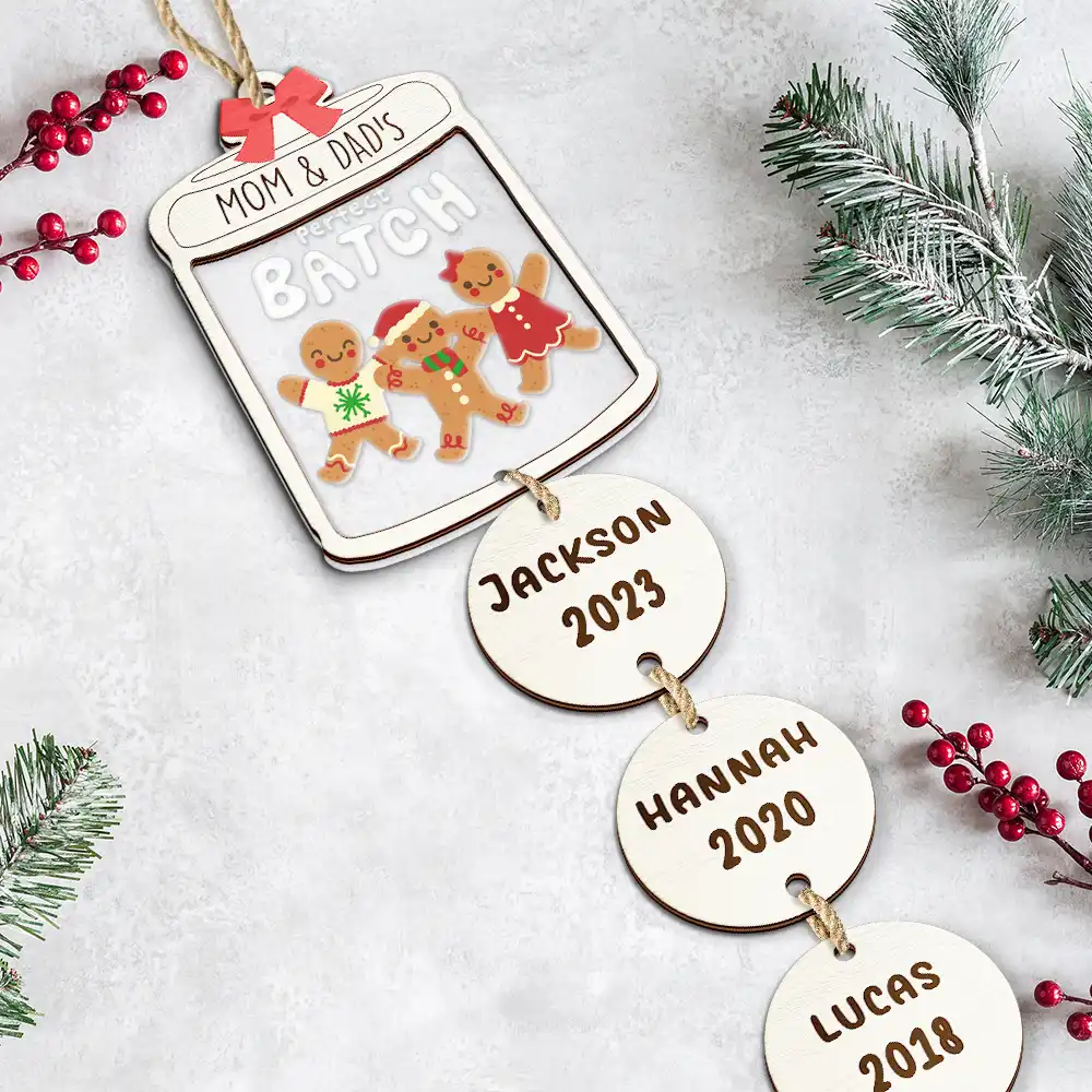 Grandma Grandpa Mom Dad Perfect Patch Cookies - Personalized Mix Ornament With Wooden Tag
