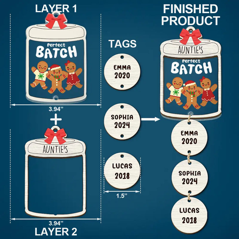 Grandma Grandpa Mom Dad Perfect Patch Cookies - Personalized Mix Ornament With Wooden Tag