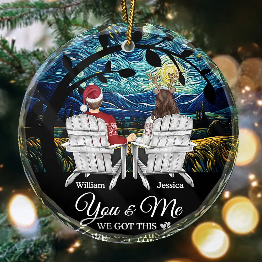 Christmas You & Me We Got This Till Our Last Breath - Personalized Circle Glass Ornament