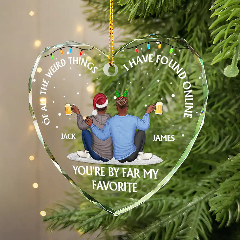 Of All The Weird Things I Have Found Online Christmas Couples - Personalized Heart Shaped Glass Ornament