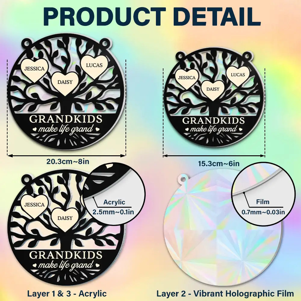 Les petits-enfants de Tree Of Heart rendent la vie plus belle - Attrape-soleil arc-en-ciel personnalisé à suspendre à la fenêtre 