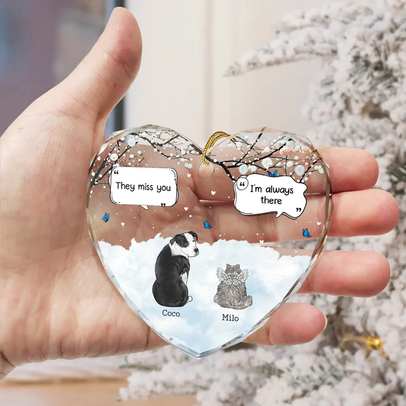 They Still Talk About You Memorial Dog Cat - Personalized Heart Shaped Glass Ornament