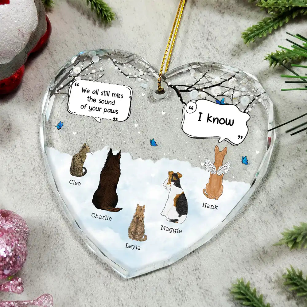 They Still Talk About You Memorial Dog Cat - Personalized Heart Shaped Glass Ornament