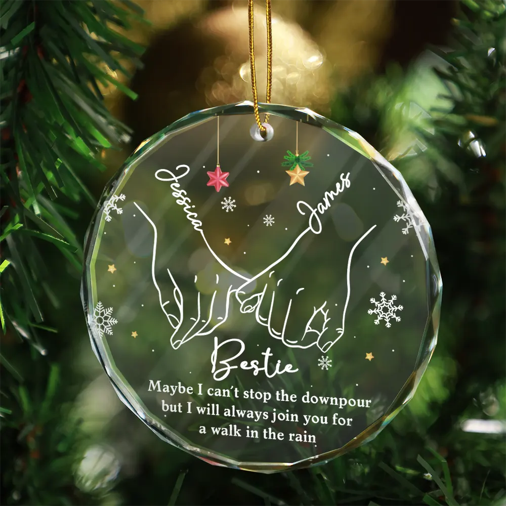Bestie Sister I Promise You - Personalized Circle Glass Ornament