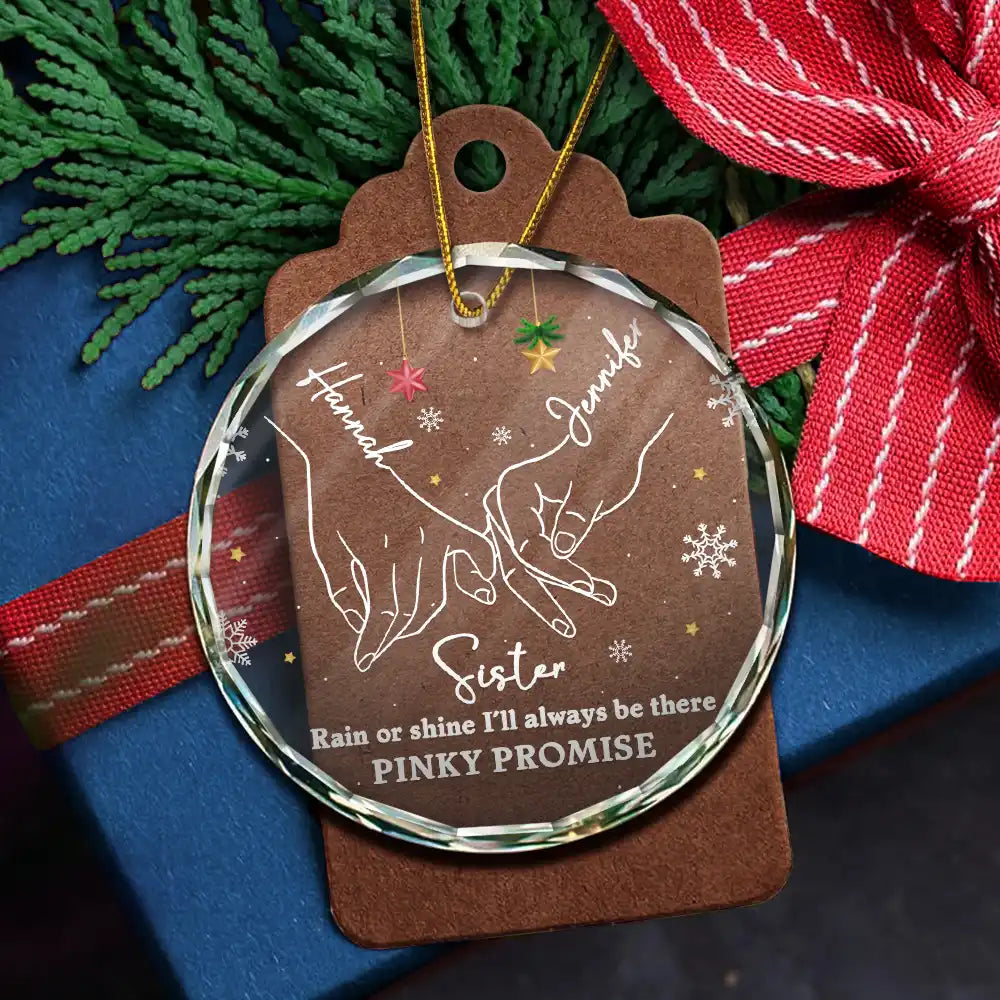 Bestie Sister I Promise You - Personalized Circle Glass Ornament
