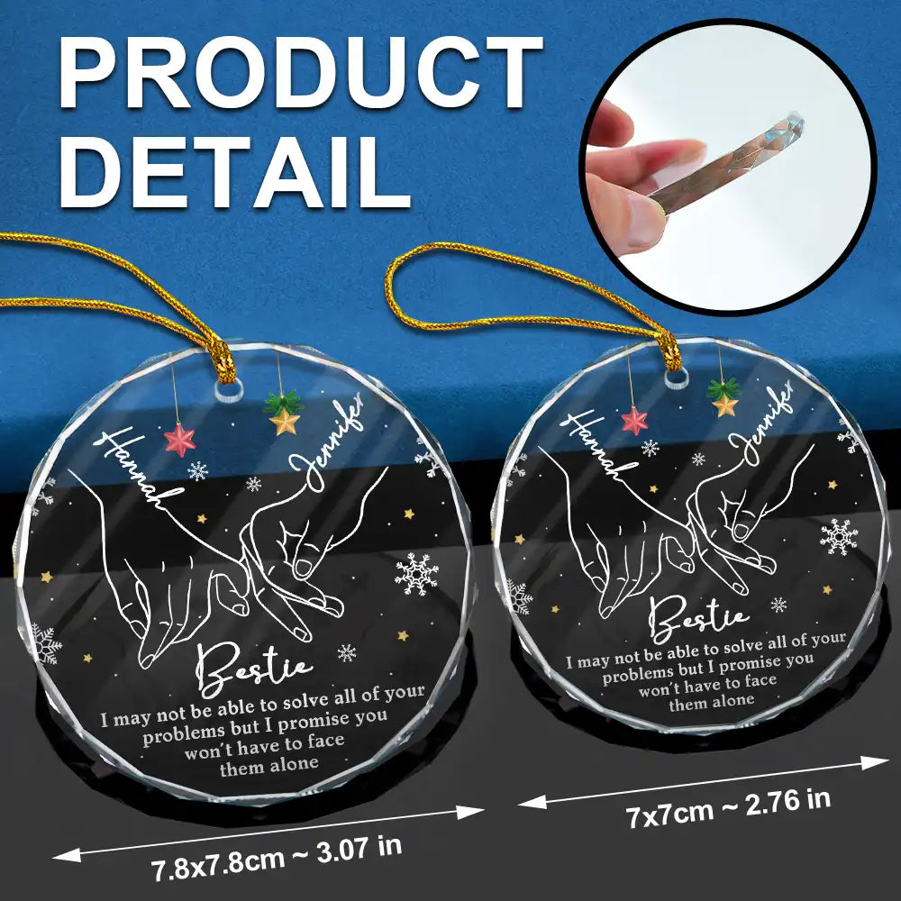 Bestie Sister I Promise You - Personalized Circle Glass Ornament