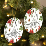 Main dans la main de Noël, je te protégerai toujours - Ornement en céramique personnalisé avec effet gonflé 3D 