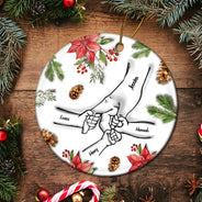 Main dans la main de Noël, je te protégerai toujours - Ornement en céramique personnalisé avec effet gonflé 3D 
