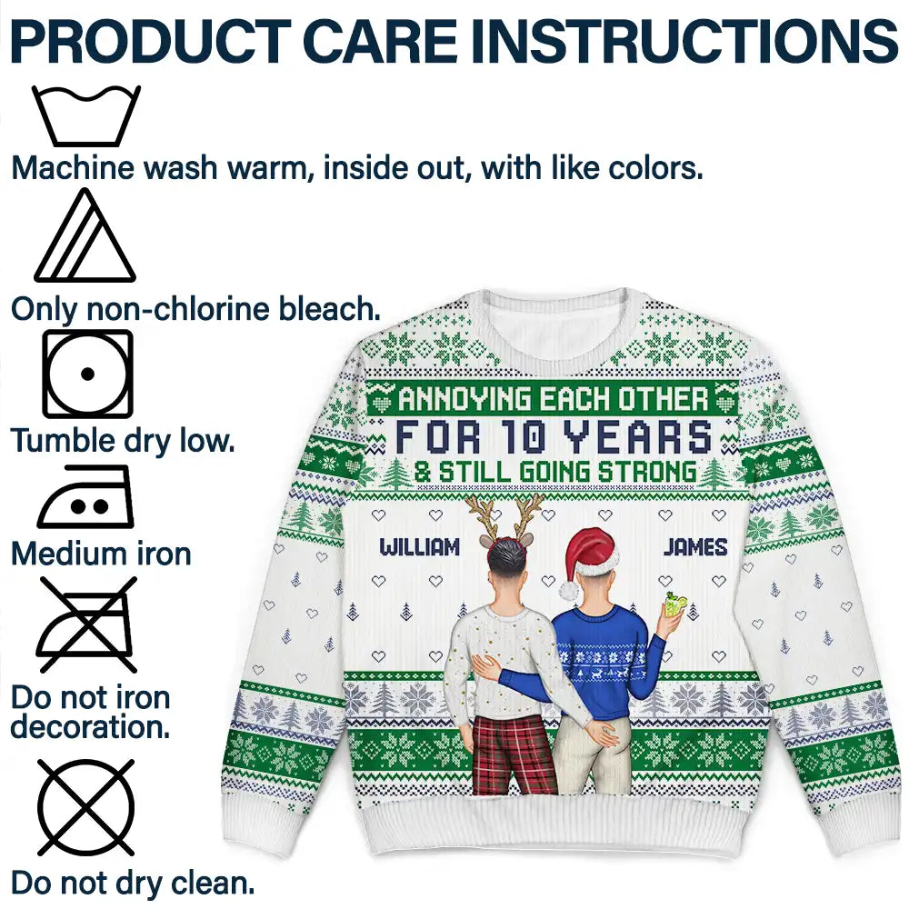 Annoying Each Other For And Still Going Strong Back Couple - Personalized Unisex Ugly Sweater