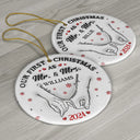 Our First Christmas As Husband And Wife - 3D Inflated Effect Printed Ornament, Personalized Circle Ceramic Ornament