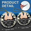 Holding Hands Husband And Wife First Christmas - Personalized Circle Glass Ornament