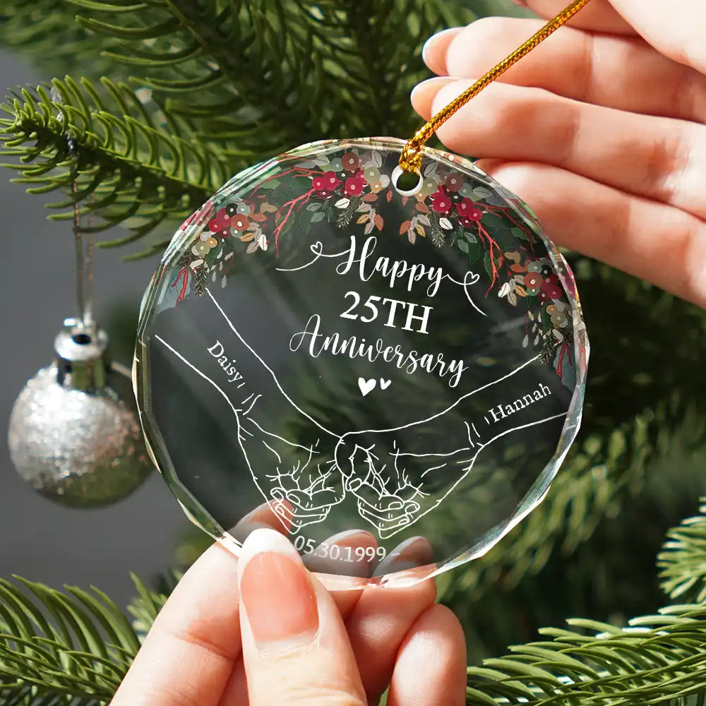 Joyeux anniversaire de mariage - Décoration en verre circulaire personnalisée 