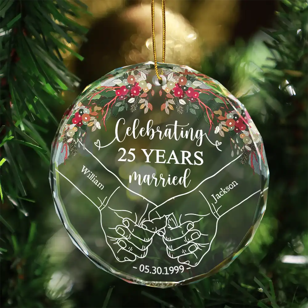 Joyeux anniversaire de mariage - Décoration en verre circulaire personnalisée 