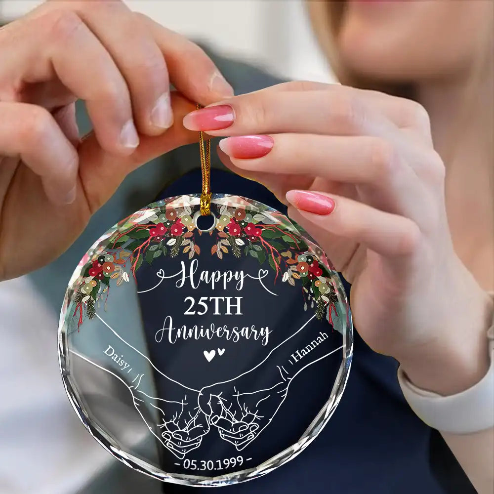 Joyeux anniversaire de mariage - Décoration en verre circulaire personnalisée 