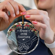 Joyeux anniversaire de mariage - Décoration en verre circulaire personnalisée 