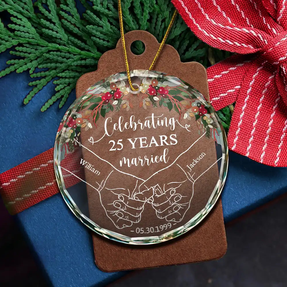 Joyeux anniversaire de mariage - Décoration en verre circulaire personnalisée 