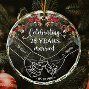Joyeux anniversaire de mariage - Décoration en verre circulaire personnalisée 