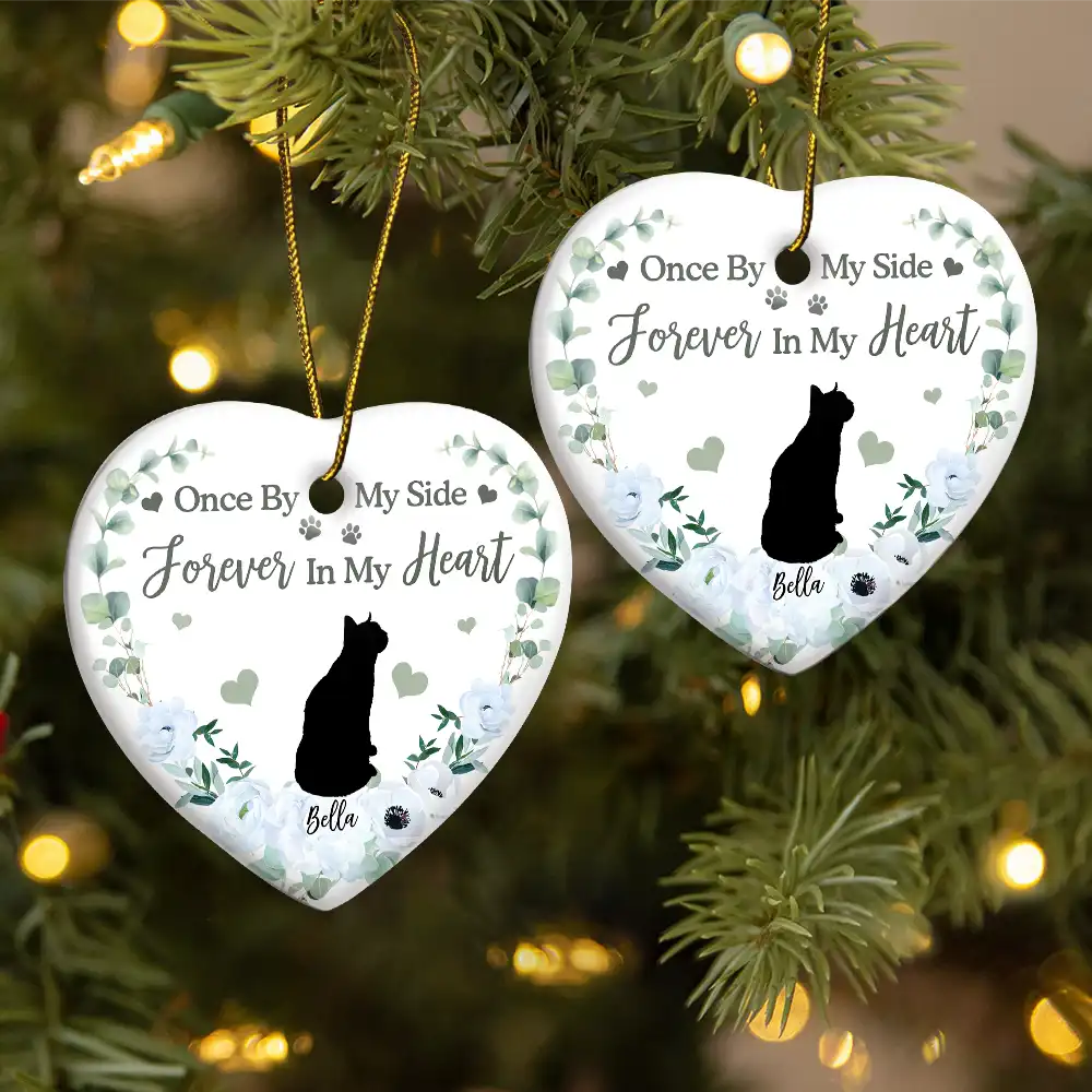 Memorial, Pet Lovers - Memorial Not All Angels Have Wings Some Have Whiskers - Personalized Heart Ceramic Ornament