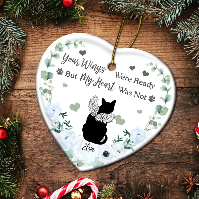 Memorial, Pet Lovers - Memorial Not All Angels Have Wings Some Have Whiskers - Personalized Heart Ceramic Ornament