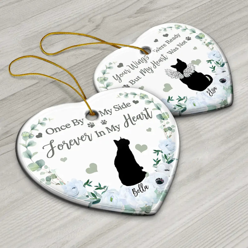 Memorial, Pet Lovers - Memorial Not All Angels Have Wings Some Have Whiskers - Personalized Heart Ceramic Ornament