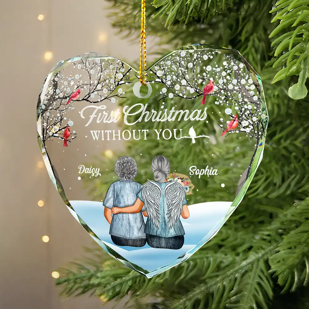 Décoration de Noël commémorative personnalisée en verre en forme de cœur 