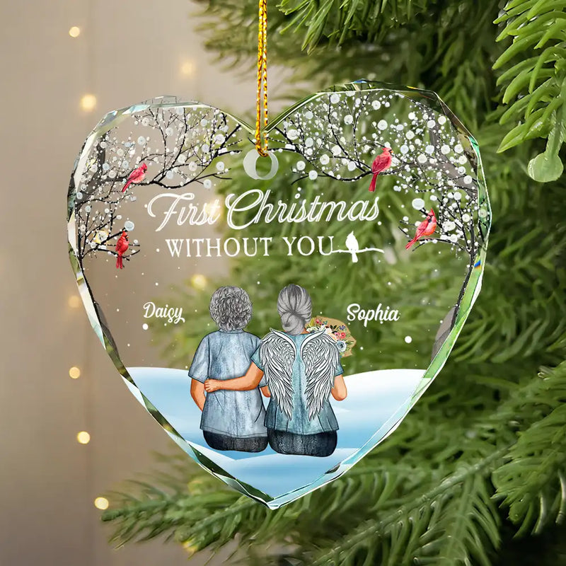 Décoration de Noël commémorative personnalisée en verre en forme de cœur 