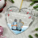 Décoration de Noël commémorative personnalisée en verre en forme de cœur 