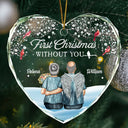 Décoration de Noël commémorative personnalisée en verre en forme de cœur 