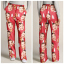 Gift For Mother - Custom Photo Human Pets Face Gingerbread Pattern - Personalized Pajama Pants