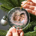 Memorial, Gift For Grandma, Gift For Grandpa, Gift For Grandparents, Parents -Custom Photo Memorial Forever Our My Hearts - Personalized Circle Glass Ornament
