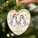 Family, Parents - First Christmas As A Family Of Three Penguin - Personalized Custom Shaped Wooden Ornament